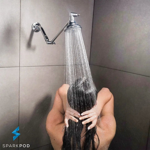 High-Pressure 3-Function Rain Shower Head With Luxury Modern Look Three Point Seven Five Inch Wide Angle Rainfall showering