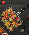 Stainless Steel Grill Basket For Outdoor Barbecuing With Removable Handle Built For Chicken Fish And Veggies Grilling On The Go