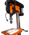 Smooth Cranking Floor Standing Drill Press 13 Amp with heavy duty cast iron table and precision features for wood and metal work.