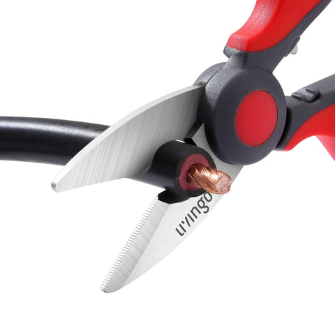 Heavy Duty 6 Inch Electrician Scissors With Micro Serrated Edge For Precise Stripping Network Cables Fiber Optics No Slip Wire Cutter Snips Pro Grade Tradesman Toolkit Essential cutting through copper wire.