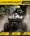 ATV in mud with Rear CV Axle Shaft For Polaris Sportsman 450 HO 2016-2022 And Sportsman 570 2015-2022, Greased, Built Tough 4340 Chromoly