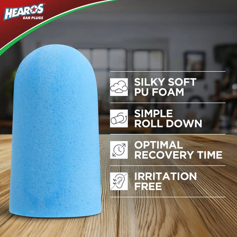 Blue foam ear plug from Xtreme Protection Series Ear Plugs 56 Pairs Disposable Foam NRR 32 Noise Reduction For Work Sleep