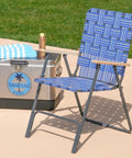 Built To Last Folding Patio And Lawn Chairs Set With Steel Frame Blue Woven Fabric And Real Wood Armrests Full Size Outdoor Chairs
