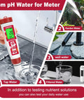 4 In 1 pH Meter With EC, TDS And Temp For Hydroponics, Pool, Aquarium And Home Use displayed near tap with water flow