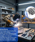 Welder using 50-Piece Aluminum Brazing Rods 3/32 In By 13 In No Flux Low Temp 716-752 F For Aluminum Repair with tools on table.