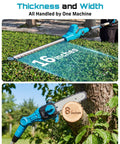 All-In-One Cordless Pole Saw And Hedge Trimmer Kit with 8-Inch Chainsaw, 16-Inch Hedge Blade cutting tree and hedge.