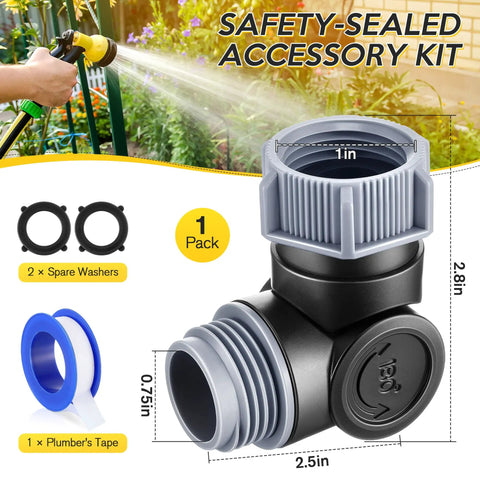 Swivel Garden Hose Connector With 180 And 360 Degree Rotations, Three Quarter Inch Fit, No Fuss Easy Flex Outdoor Faucet Extender For Tight Spaces Around Walls And Corners, Beds And RV Hookups, Stops Kinks And Tangling, 1 in connector