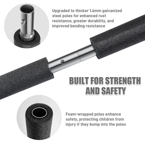 Heavy Duty 6 Pack Trampoline Replacement Poles With Hardware Universal Fit, 1.4mm galvanized steel with foam wrap for safety.