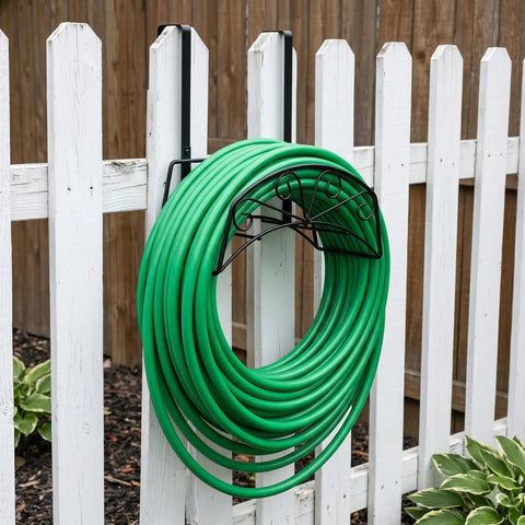 Heavy Duty Metal Hose Stand With Wall Mount Or Hanging Bracket Outdoor Water Hose Holder Reel In Black Sturdy Steel Construction