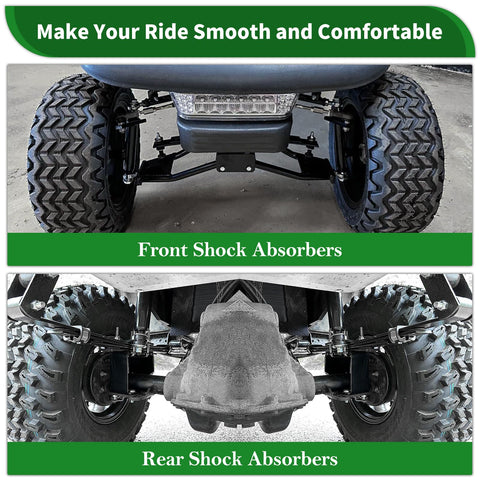 Upgraded Golf Cart Front And Rear Shock Absorber Kit For Club Car DS Precedent Tempo Lifted Models Off Road Ready Replacing OEM