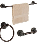 Oil Rubbed Bronze Palisades Series 3 Piece Bathroom Hardware Set With 24 Inch Towel Bar Towel Ring And Toilet Tissue Holder Zinc Alloy Construction