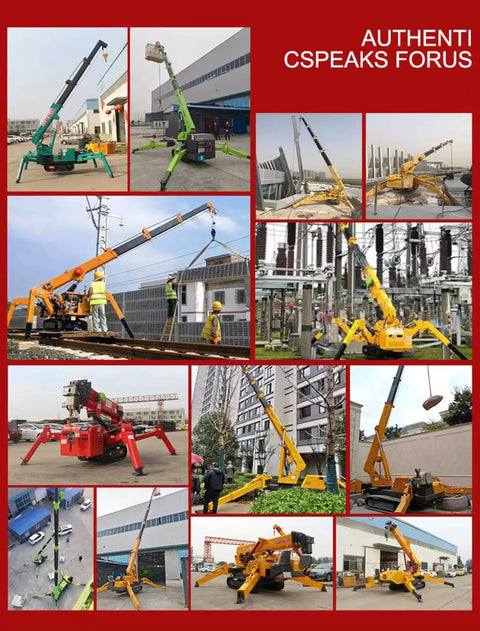 Various angles of 3 Ton Hydraulic Crawler Crane Portable Folding Electric Lifting Rig for diverse construction tasks.