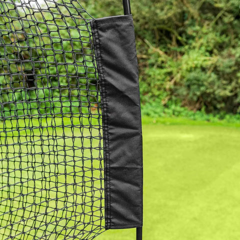Spacious 8 Foot Pop Up Golf Cage for Home Practice with durable 3-ply net showcasing side frame and impact resistant design.