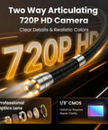 Rock Solid Two Way Articulating Borescope With Bright Led Lamp And Kickass Flexible Snake Cable For Gritty Under Car Engine Diagnostics featuring a 720P HD camera and optics.