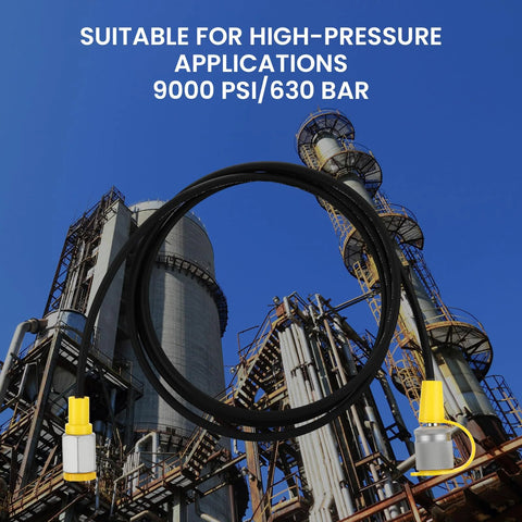 MEASUREMAN hydraulic test hose, 1.6 m, black coiled hose with yellow end fittings
