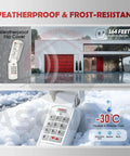 Wireless Overhead Door Opener Keypad For OKP BX weatherproof design with frost-resistant keypad in snowy setting.