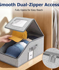 Stackable Hat Organizer 2 Pack Baseball Cap Storage Rack with dual-zippers and transparent lid for easy access.