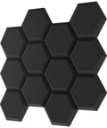 Pro Level Hexagon Acoustic Foam Panels For Recording Studio Treatment 12 Pack Heavy Duty Soundproofing Pads in black color.