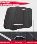 Universal Heavy Duty Golf Cart Cover For 2 And 4 Seater Carts Weatherproof Water Resistant Windproof UV Shield Black with details