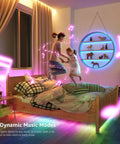Family dancing in bedroom with DreamColor 50ft LED Strip Lights With Remote, Rainbow Chasing Colors, Music Sync Mood Vibe