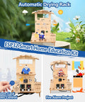 5 In 1 ESP32 STEM Kits For Kids Aged 8 To 12 Wooden 3D Puzzle Toys That Build Cool Smart Home Projects Educational Science And Coding Kit For Students Engineering Model Kit Gift For Teens Boys And Girls Hands On Learning Fun, wooden automatic drying rack project