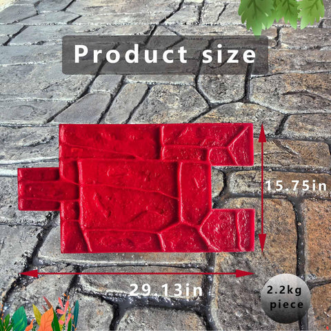 Pro Grade Concrete Stamp Molds Set For Outdoor Projects With Realistic Cobblestone, Brick, And Wood Grain Textures, Cement Molds on cobblestone surface.