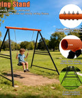 Child sitting on A-Frame Swing Stand For Hammock Chair, Heavy Duty Steel Frame Supports Up To 440 Lbs in outdoor park
