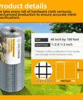 Hardware Cloth Half Inch By 48 X 100 Feet Chicken Wire Fencing With Hot Dipped Galvanized After Welding product roll on lawn