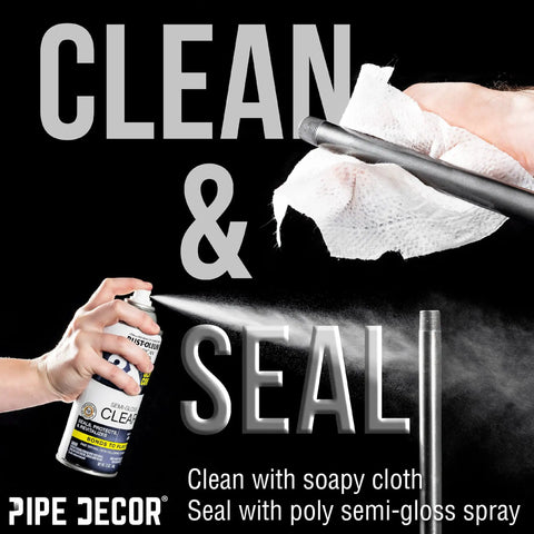 Hands cleaning and sealing a pipe with a cloth and spray, focusing on maintenance for Adjustable Pipe Leg Levelers For 1 Inch Pipe Legs 4 Pack Stop Wobble And Add Height Floor Safe Easy To Use No Tools Needed Screw On In Seconds Ideal For Tables Shelves Racks And Dressers.