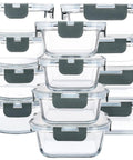 Glass Food Storage Set With 24 Pieces And Upgraded Snap Lock Lids For Meal Prep, Airtight Containers Stacked Display