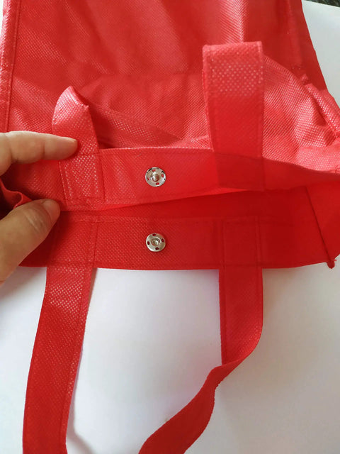 Red fabric with sew-on snap buttons from 120 Sets Sew On Snap Buttons Metal Fasteners For Clothing Repair And DIY Sewing 8mm 10mm 13mm Sizes Stainless Steel Rust Resistant Easy Press On Includes 50 8mm 50 10mm 20 13mm Sets In Silvery Finish.