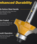 Close-up of a Four Piece Roundover Router Bit with One Quarter Inch Shank Durable Carbide Inserts featuring enhanced durability attributes.