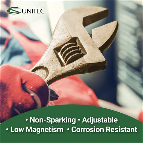 Non Sparking Non Magnetic 6 Inch Adjustable Wrench Built From Aluminum Bronze For Hazardous Environments ATEX Ready TUV Certified