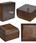Get The Whole Crew Impressed With These Legit 2 Inch Square Wood Replacement Sofa Legs And Bed Feet Set Of 4 In Dark Brown Finish Including Every Piece Of Hardware For Zero Stress Setup And A Total Room Glow Up. Dark brown wood replacement legs angled view with bolts.