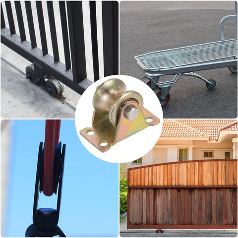 4 Piece U Groove Caster Wheels 1.25 Inch With Bracket Built Tough For Inverted Track Gates And Sliding Gates on black gate track