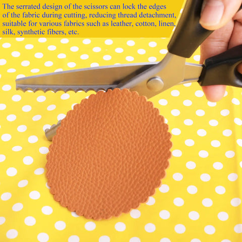 Heavy Duty Pinking Shears with Serrated and Scalloped Blades in 3mm 5mm and 7mm for Fabric Zigzag Cut Scissors for Denim Leather Silk Hand Sharpened by Pro Grade Craftsmen cutting leather fabric