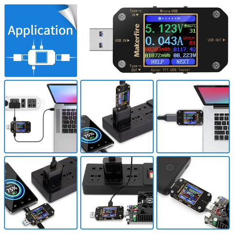 All In One USB Power Meter And Multimeter For Type C PD QC 2.0 3.0 4.0, Voltmeter And Ammeter, USB Voltage Current Tester connected to devices