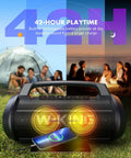 Party-Ready 120W Bluetooth Speaker With IPX6 Waterproof Build, dual subwoofers, LED lights, in outdoor camping and party scene