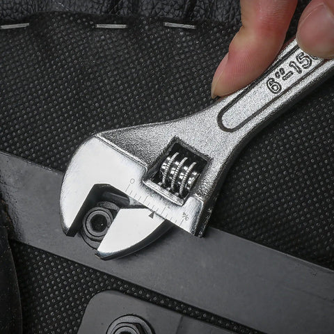 Adjustable wrench from Auto And Motorcycle 51 Piece Tool Kit Set with Wrench Reversible Ratchet Spark Plug Sockets SAE and Metric 6 Point Sockets