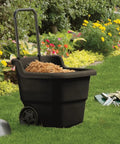 Versatile 15 Gallon Resin Lawn and Garden Cart For Yard Work Hauling Mulch Outdoor Storage and Tailgating Foldable Adjustable Handle