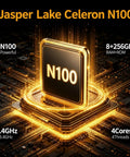 Kickass Rugged Windows 11 Pro Tablet With 10 Inch Sunlight Display And Quick N100 Chip Packed With 8 GB Ram Plus A 2D Scanner Built Like A Tank For Outdoor Jobs And Trade Site Hustle showing Intel N100 chip with specs and glowing design.