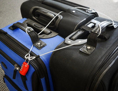 3mm Braided Steel Coated Security Cable For Luggage With Vinyl Cover Go-To Double Loop Wire 7 Foot Length securing two suitcases