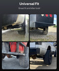 Collage of vehicles with 5 To 6 Inch Exhaust Elbow Tip With Clamp Chrome Diesel Tip For Pickup Trucks And Cars installed.
