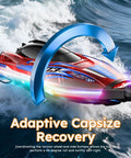 Brushless Remote Control RC Boat With LED Lights For Kids And Grownups 25 KMH 2 4GHz Racing Speed Boat Includes Two Batteries Capsize Recovery 180 Degree Stability For Pool And Lake Play Red with adaptive capsize recovery function on water