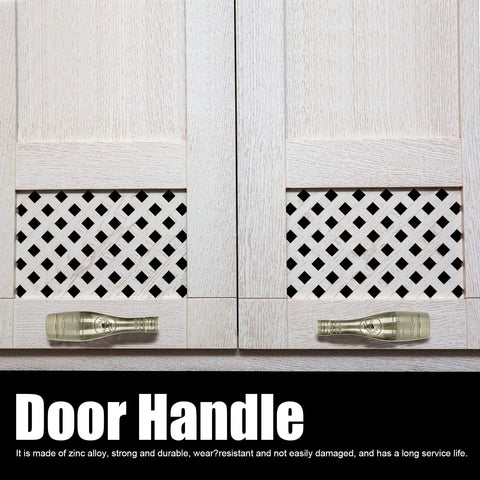 Antique Bronze Wine Bottle Cabinet Pulls Set For Drawers And Doors Retro Vibe Zinc Alloy Handles visible on cabinet door