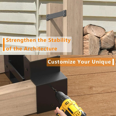 Adjustable Firewood Rack Brackets Kit For Outdoor And Indoor Use Heavy Duty Steel Log Storage Rack Rust Resistant And Easy To Extend To Any Length Perfect Wood Holder For Patio Deck Or Fireplace