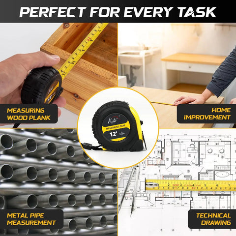 12 Foot Magnetic Tape Measure With Magnetic Hook And Fraction Markings, Steel Retractable Blade for various tasks