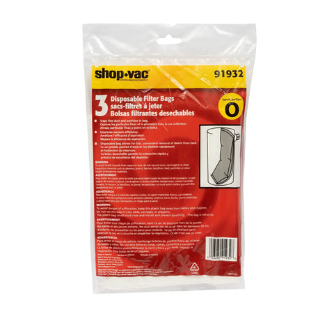 Pack of 3 Disposable Filter Bags For 5 Gallon Wall Mount Vacuums Dry Pickup 3 Pack High Density Paper Bags For Fine Dust And Debris Easy To Change Durable No Fuss Setup in packaging.