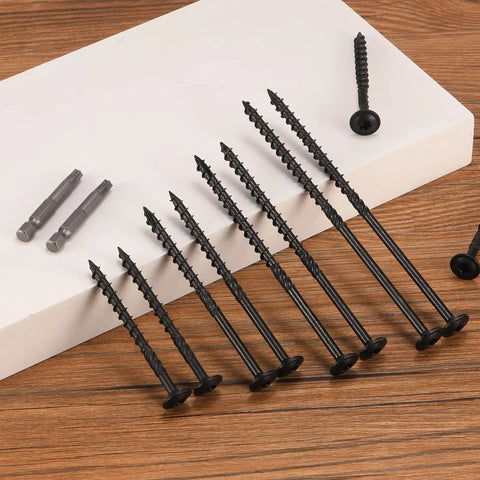 2 Inch Lag Screws Set For Outdoor Wood Projects, 57 Pieces, Black Carbon Steel, T30 Torx Bit Included, Washer Head, Rust Resistant