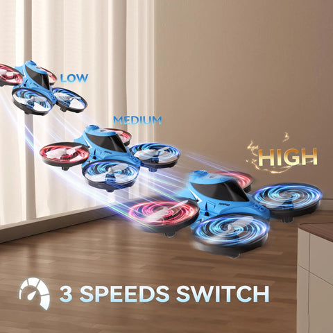 3 In 1 RC Drone Car Boat For Indoor And Outdoor Fun With Auto Hovering, 3D Flips, Headless Mode, Land Sea Air Modes in high speed mode